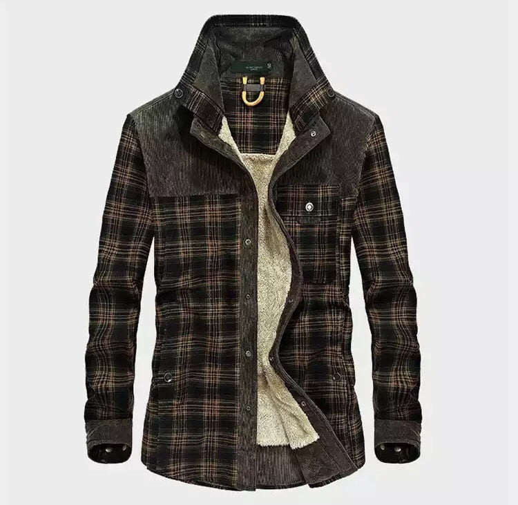 Men's Plaid Shirt Jacket Long Sleeve - Fashinoza