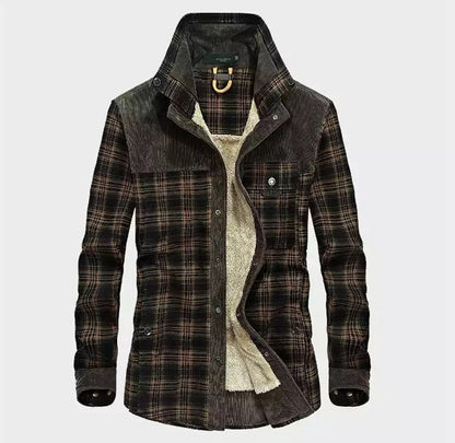 Men's Plaid Shirt Jacket Long Sleeve - Fashinoza
