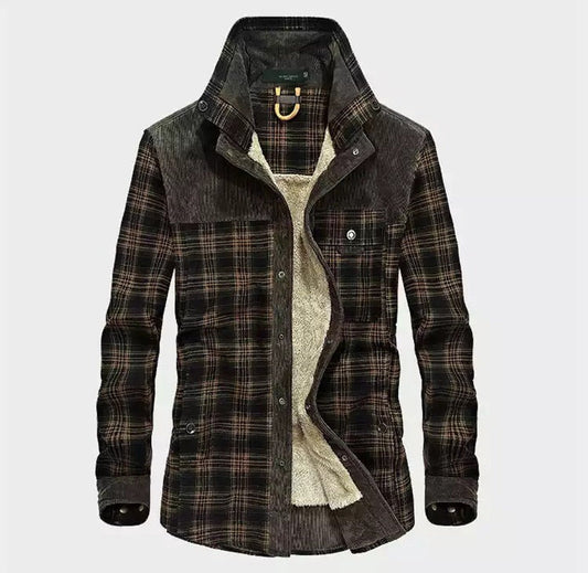 Men's Plaid Shirt Jacket Long Sleeve - Fashinoza