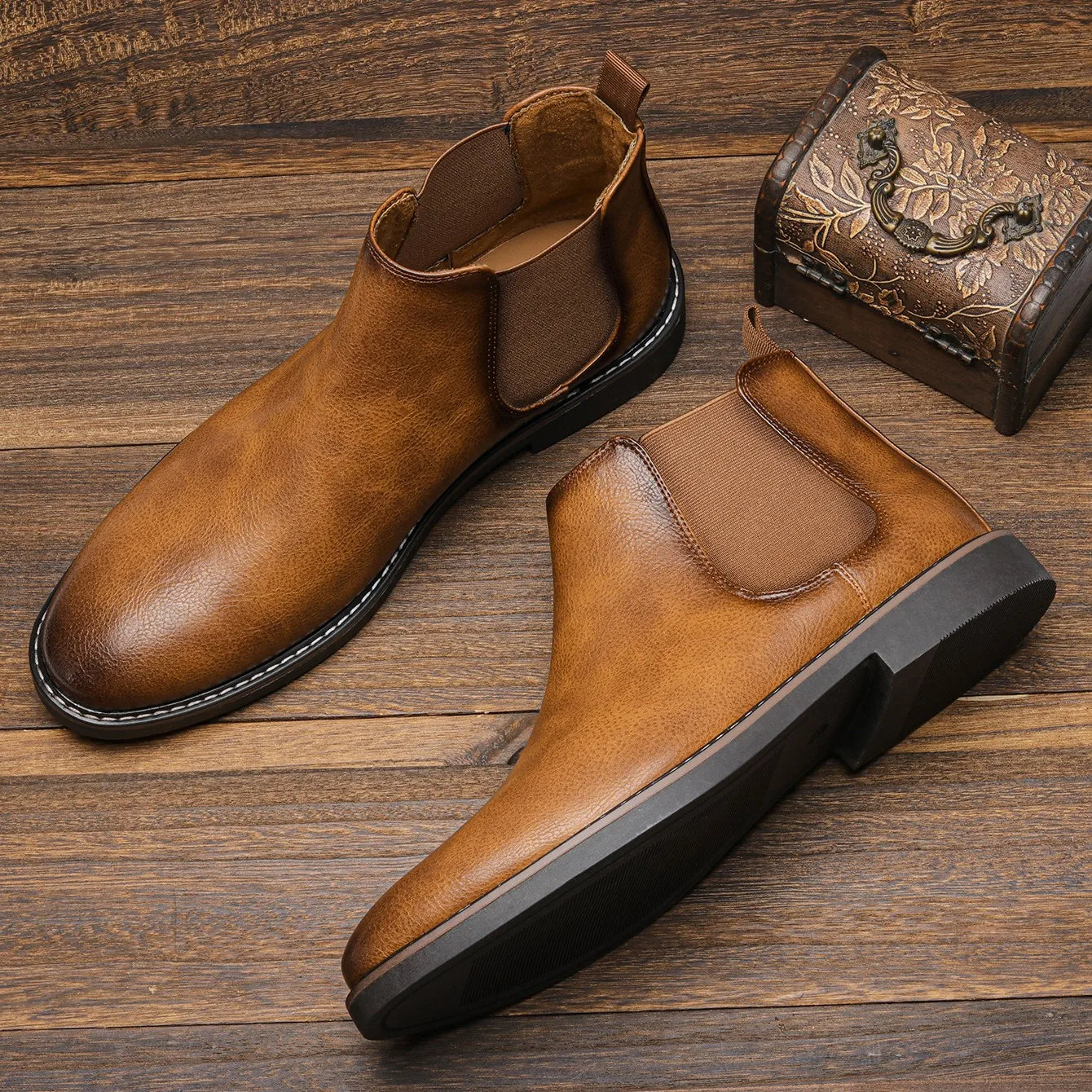 Ethan Men's Chelsea Boots Pull-On Leather - Fashinoza