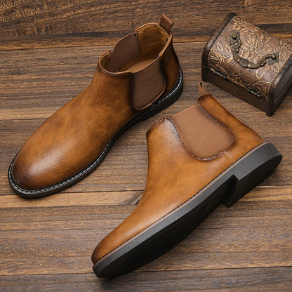 Ethan Men's Chelsea Boots Pull-On Leather - Fashinoza