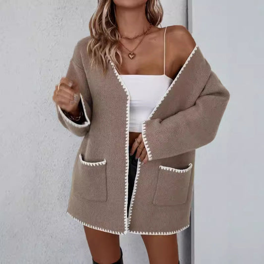 Women's Relaxed Fit Open Front Cardigan - Fashinoza