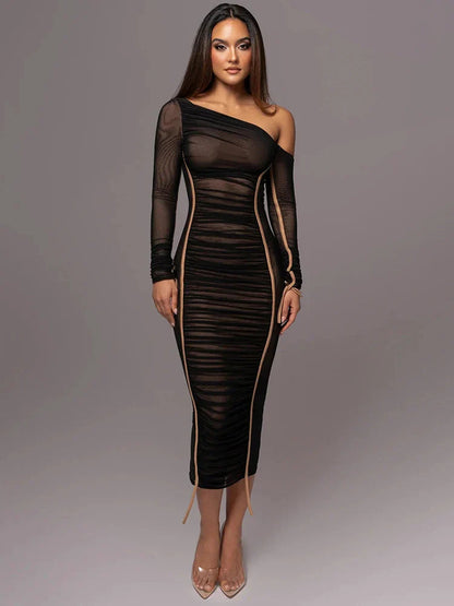 Evelyn Women's One Shoulder Bodycon Midi Dress