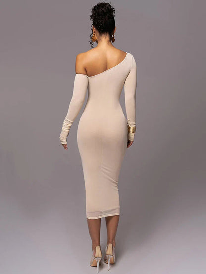 Evelyn Women's One Shoulder Bodycon Midi Dress