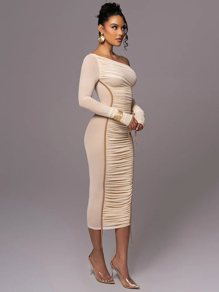 Evelyn Women's One Shoulder Bodycon Midi Dress