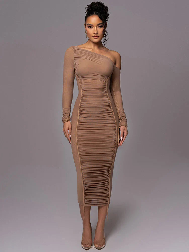 Evelyn Women's One Shoulder Bodycon Midi Dress