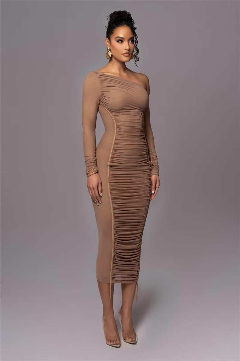 Evelyn Women's One Shoulder Bodycon Midi Dress