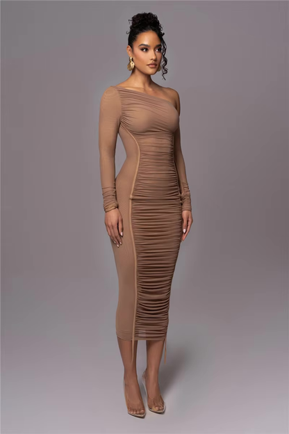 Evelyn Women's One Shoulder Bodycon Midi Dress