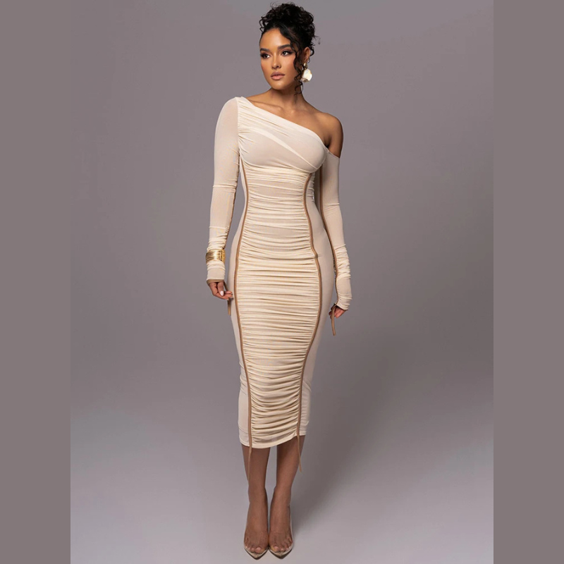 Evelyn Women's One Shoulder Bodycon Midi Dress - 
Fashinoza