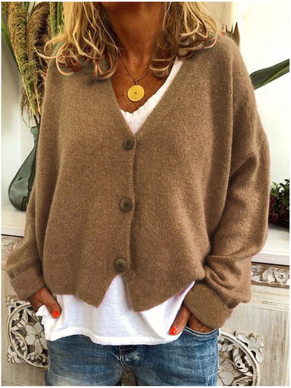 Women's V-Neck Cardigan Relaxed Fit