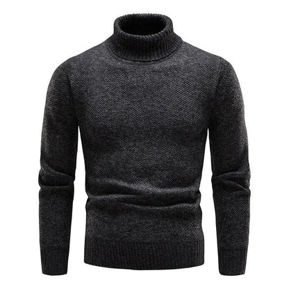 Men's Slim Fit Turtleneck Sweater Classic Ribbed Knit - Fashinoza