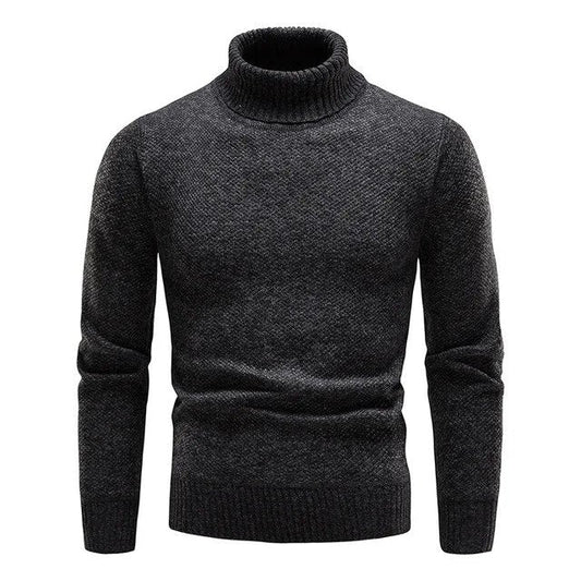 Men's Slim Fit Turtleneck Sweater Classic Ribbed Knit - Fashinoza