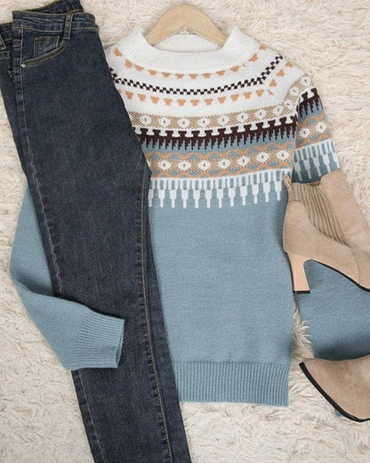 Women's Long Sleeved Printed Sweater