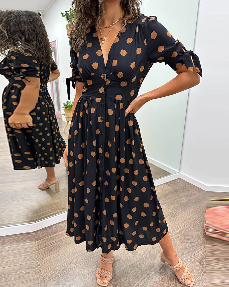 Women's Polka Dot Dress - Fashinoza