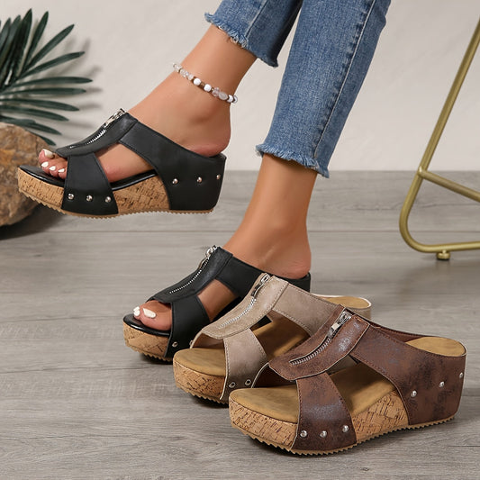 Vera Women's Wedge Sandals Platform Slip-On - Fashinoza