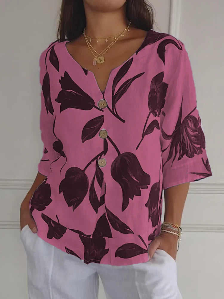 Women's Floral Button Up Blouse