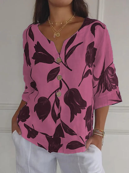 Women's Floral Button Up Blouse