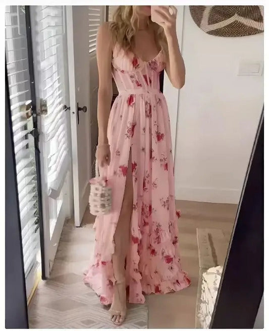 Women's Floral Wedding Guest Dress - Fashinoza