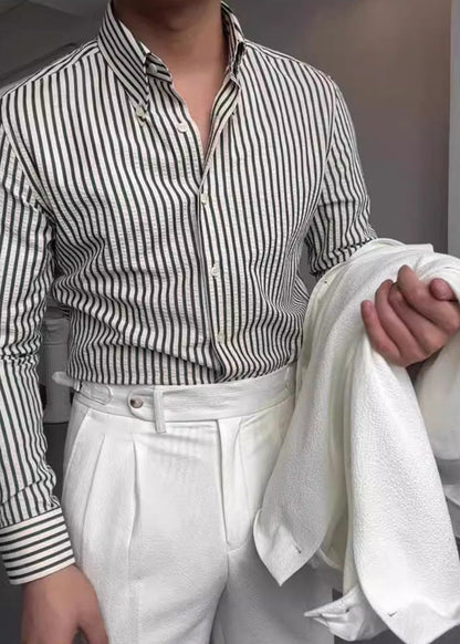 Men's Striped Dress Shirt Cotton