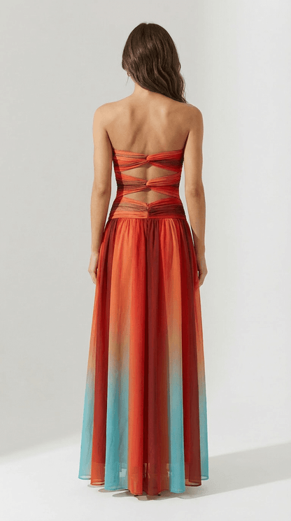 Women's Strapless Maxi Dress Red