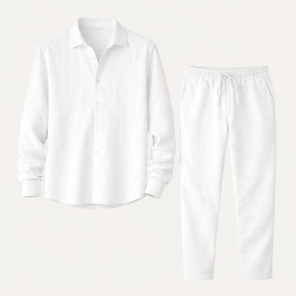 Men's Linen Summer Set Shirt Pants - Fashinoza