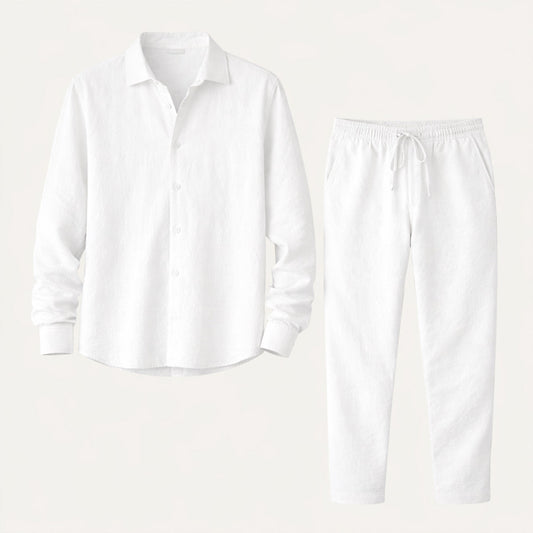 Men's Linen Summer Set Shirt Pants - Fashinoza