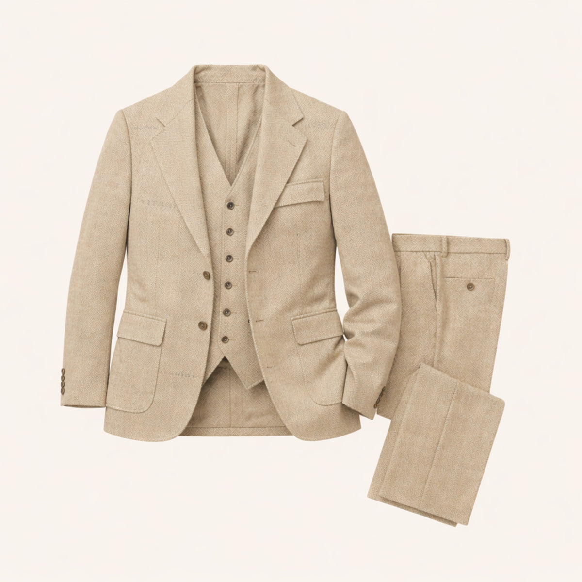 Men's Tweed Suit Herringbone 3 Piece
