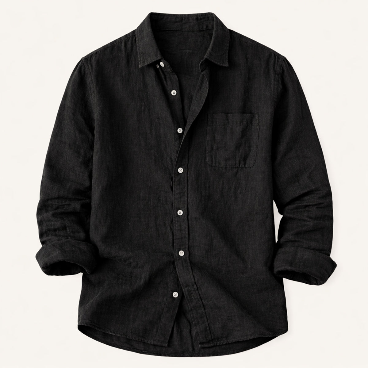 Men's Cotton Linen Stand Collar Shirt Lightweight