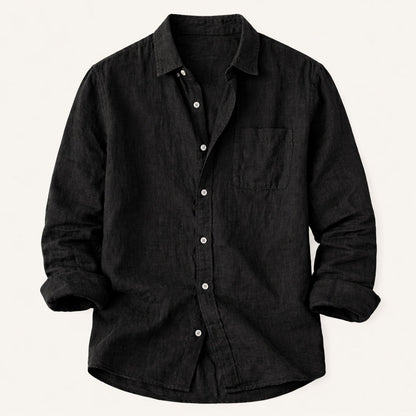 Men's Cotton Linen Stand Collar Shirt Lightweight