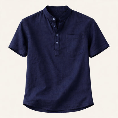 Men's Soft Cotton Linen Henley Shirt