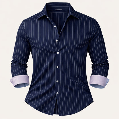 Men's Slim Fit Striped Button Up Shirt - Fashinoza