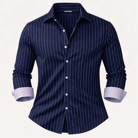 Men's Slim Fit Striped Button Up Shirt - Fashinoza