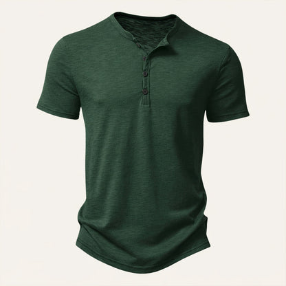 Men's Casual Henley T Shirt Cotton Short Sleeve