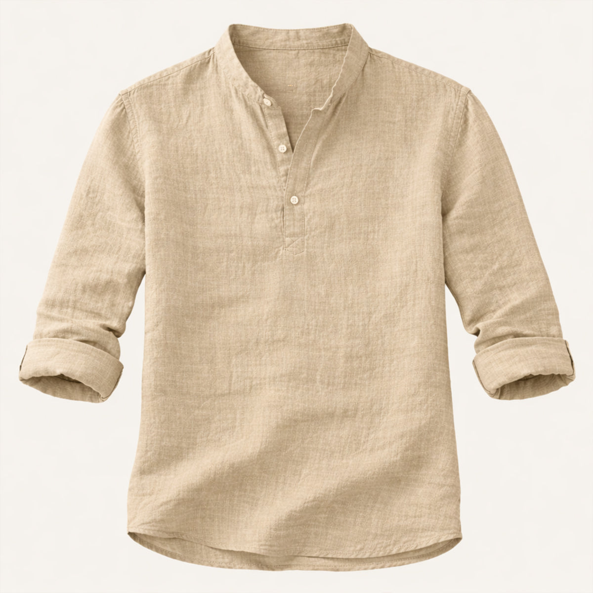 Men's Linen Casual Button Up Shirt Breathable Beige
