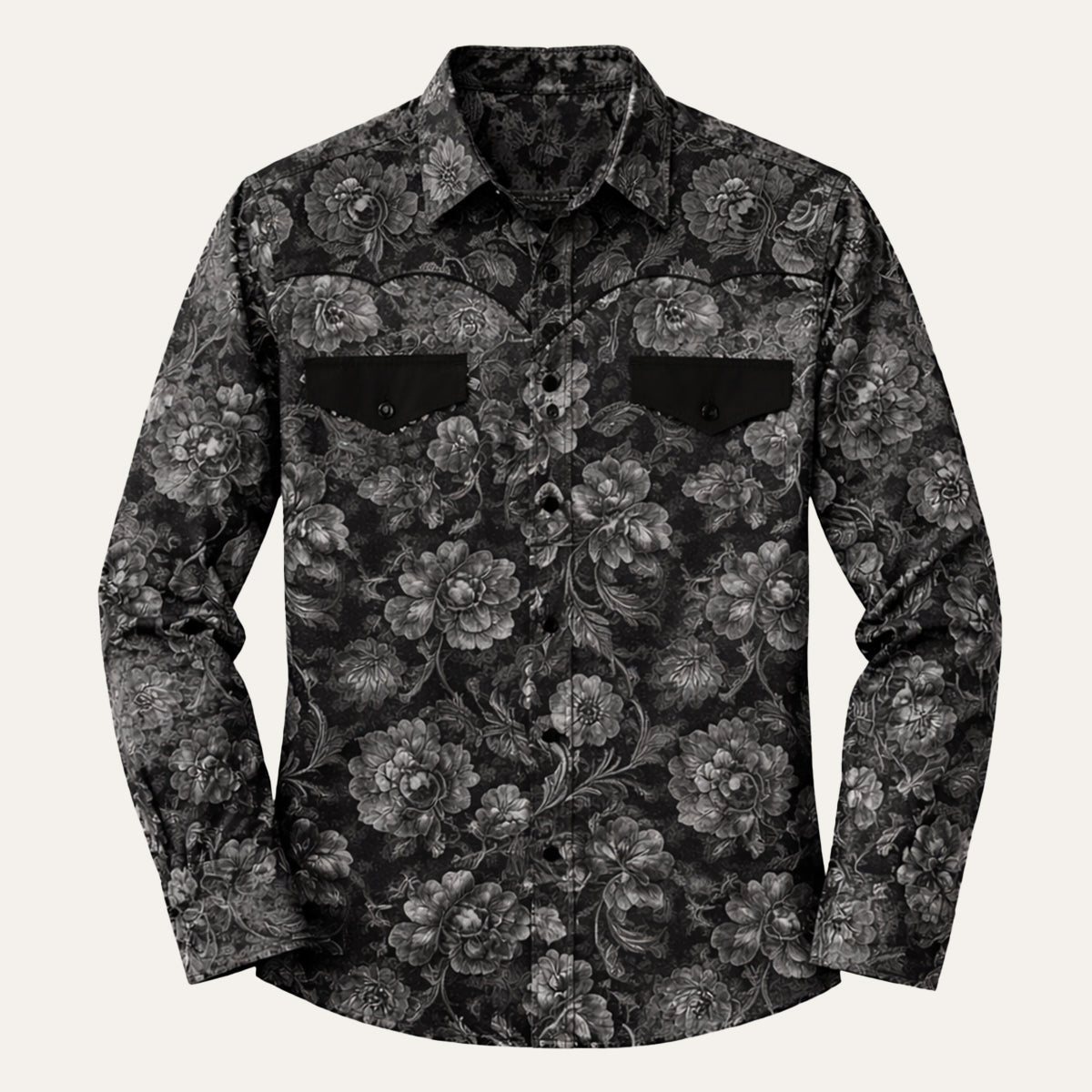 Men's Western Denim Shirt Soft Two Tone Patchwork Blue
