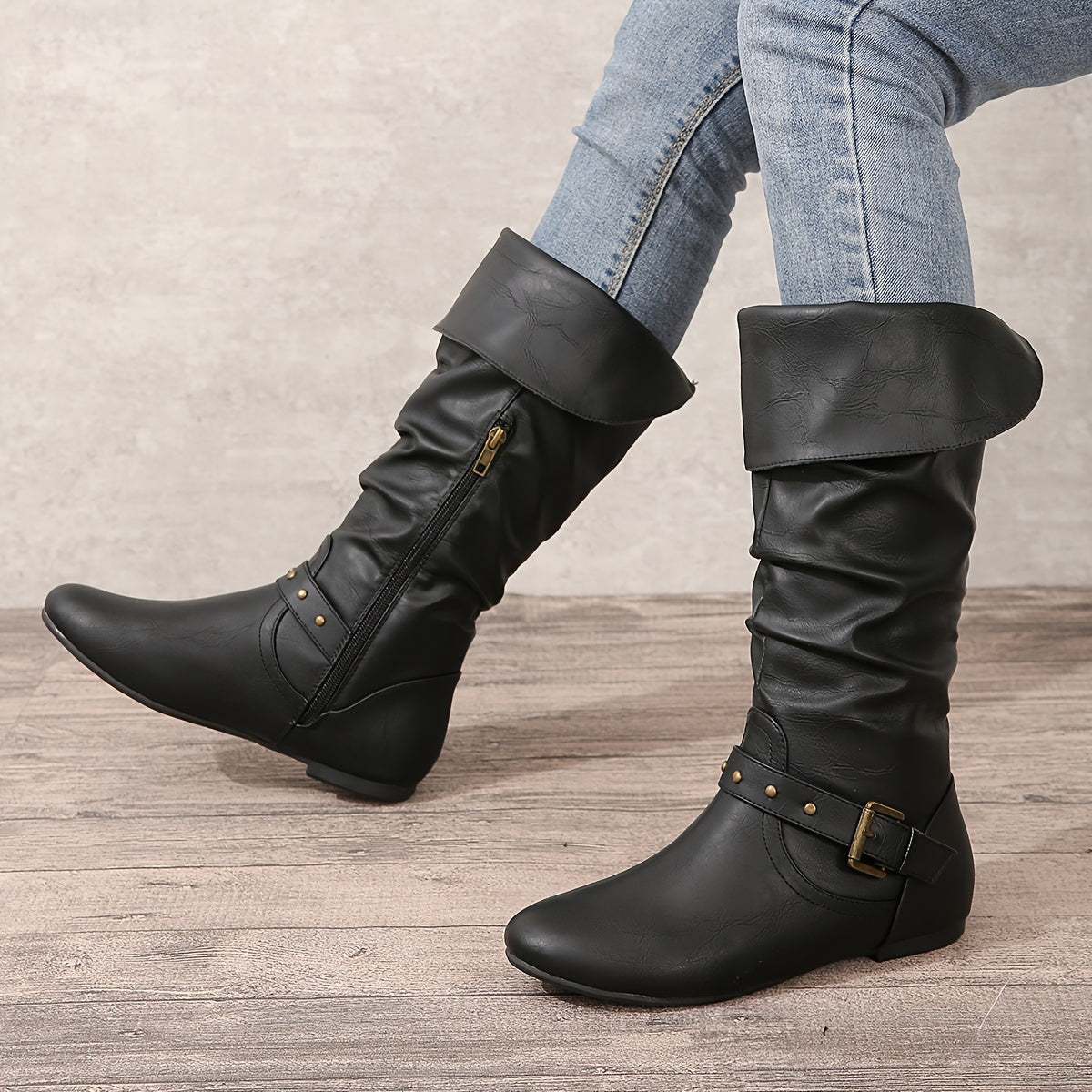 Women's Knee-High Boots Side Zipper