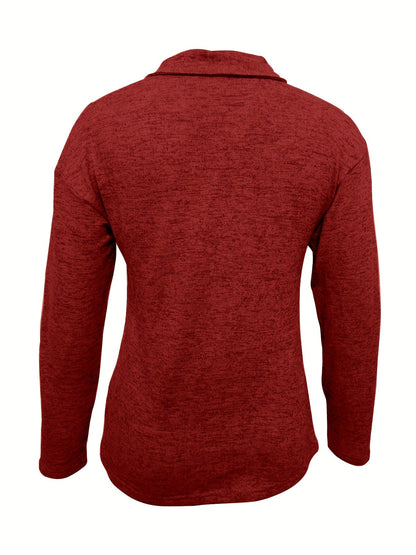 Women's Casual Zip Collar Long Sleeve Top