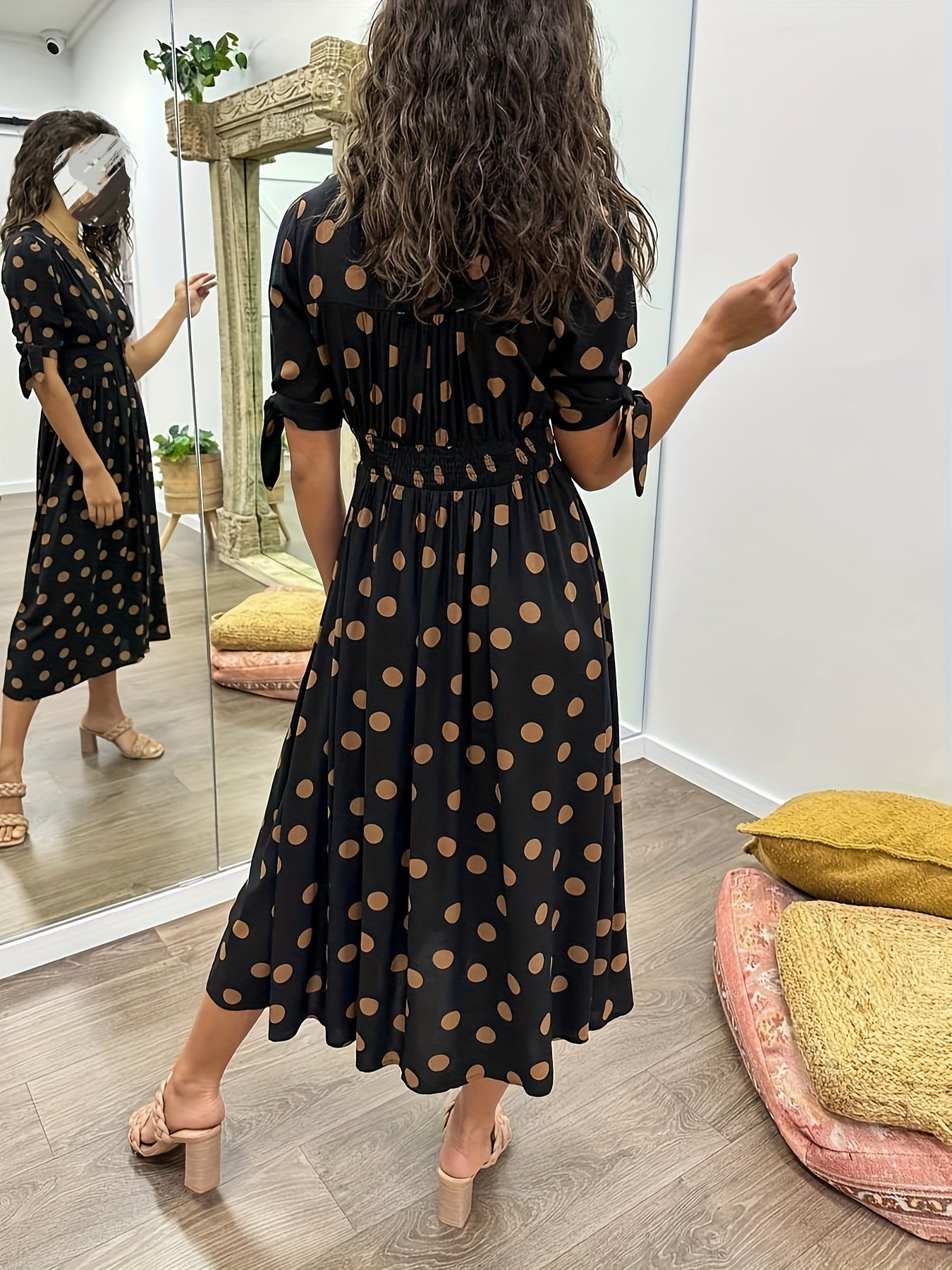 Women's Polka Dot Midi Dress