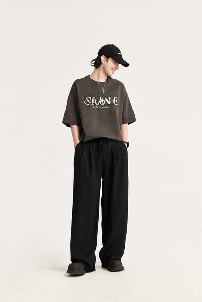 Men's Wide Leg Drawstring Pants Cotton