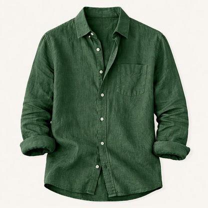 Men's Cotton Linen Stand Collar Shirt Lightweight