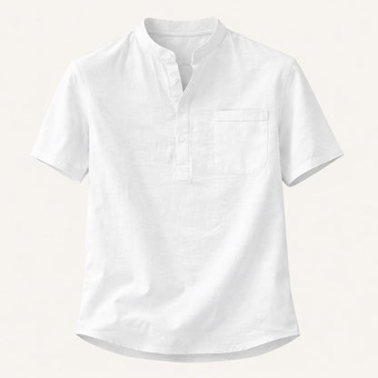 Men's Soft Cotton Linen Henley Shirt