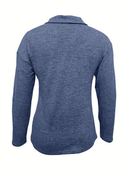 Women's Casual Zip Collar Long Sleeve Top