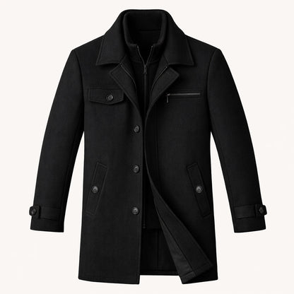 Men's Wool Blend Smart Jacket Zipper Button Closure - Fashinoza
