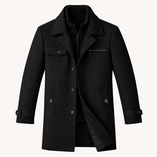 Men's Wool Blend Smart Jacket Zipper Button Closure - Fashinoza