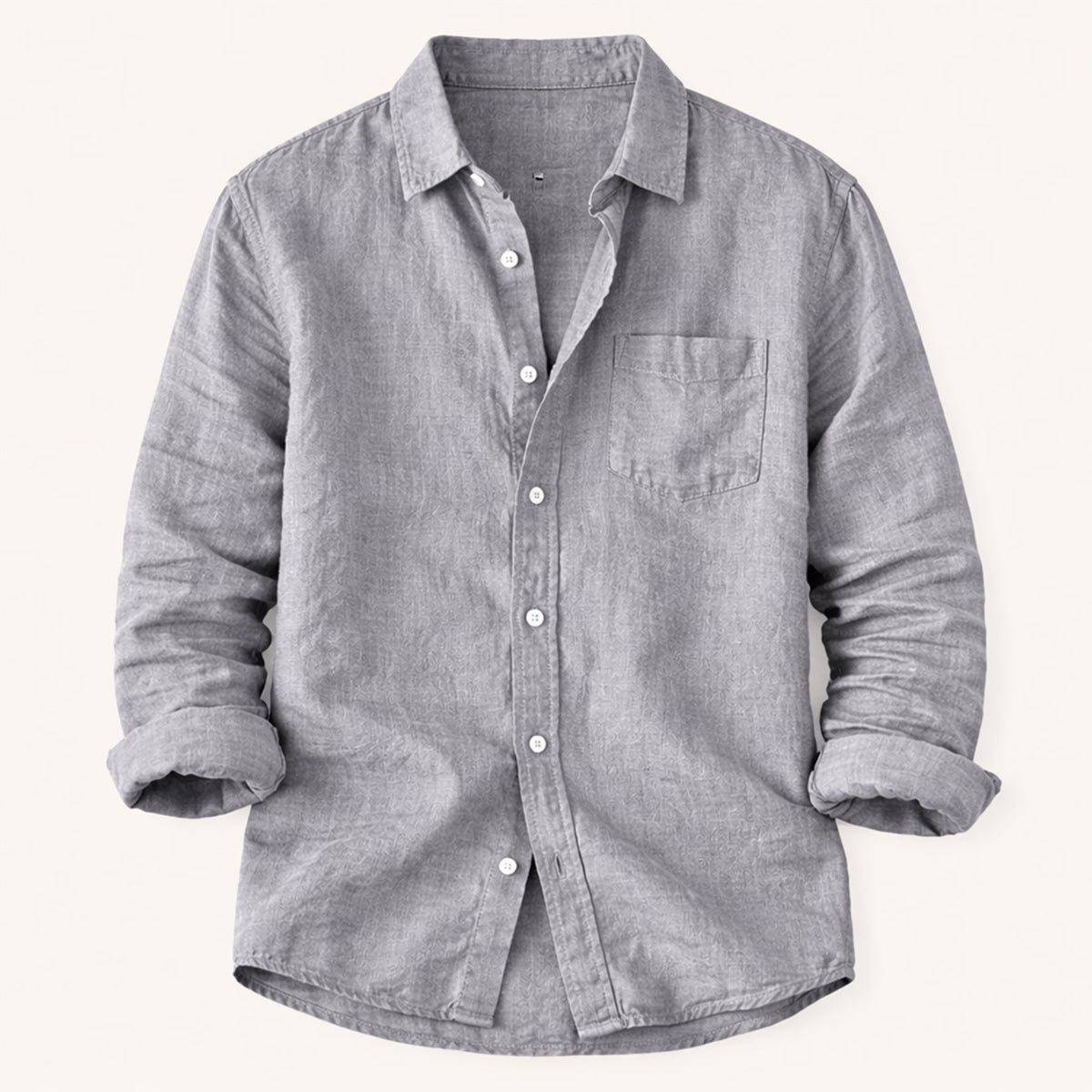 Men's Cotton Linen Stand Collar Shirt Lightweight