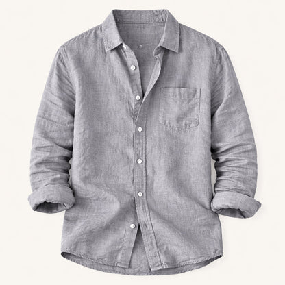 Men's Cotton Linen Stand Collar Shirt Lightweight