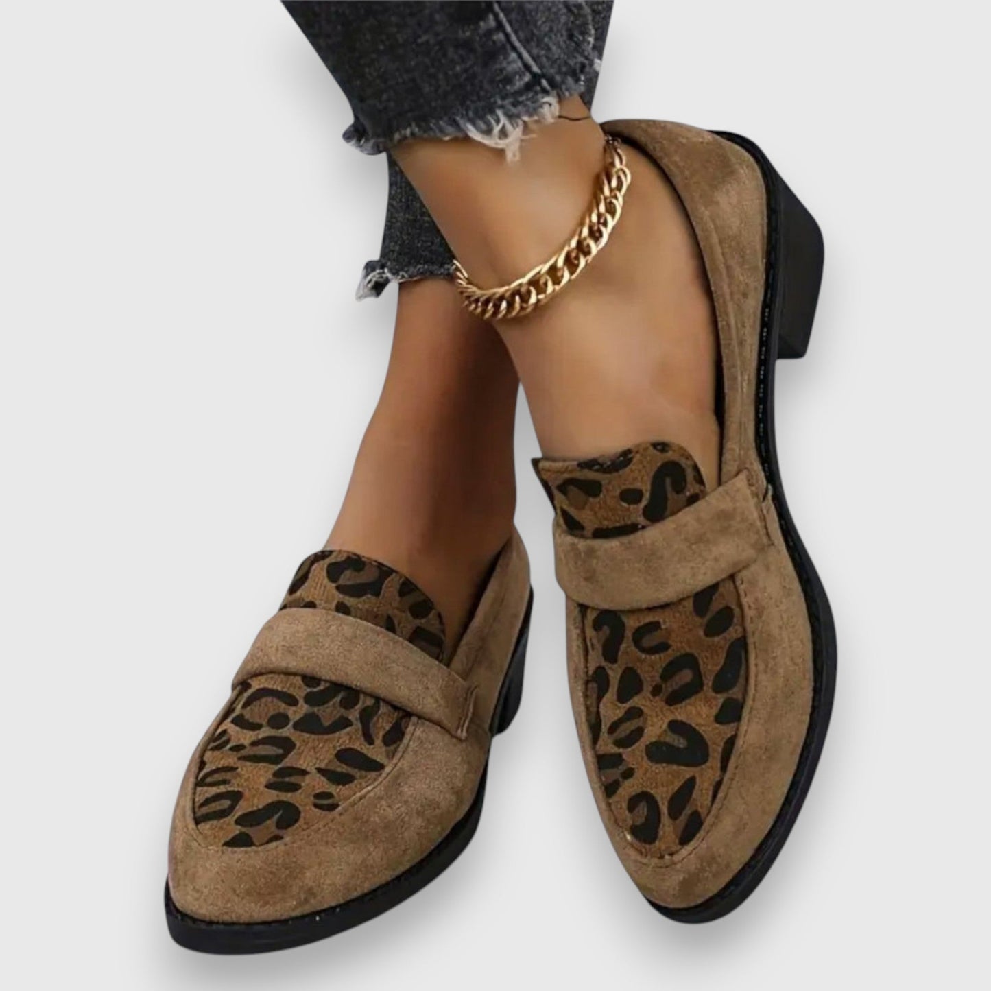 Women’s Leopard Block Heel Loafers