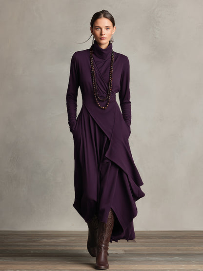 Wrap Turtleneck Midi Dress