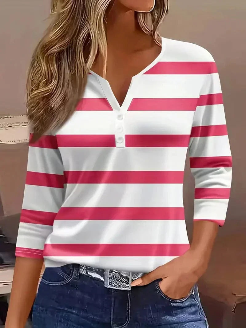 Women's Striped V-Neck