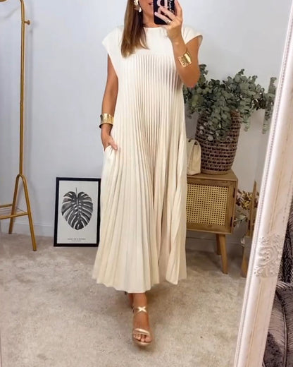 Women's Pleated Maxi Dress Flowy Cocktail